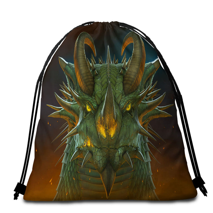 Cool Beach Bags and Towels for Boys Fantasy Art Dragon Portrait