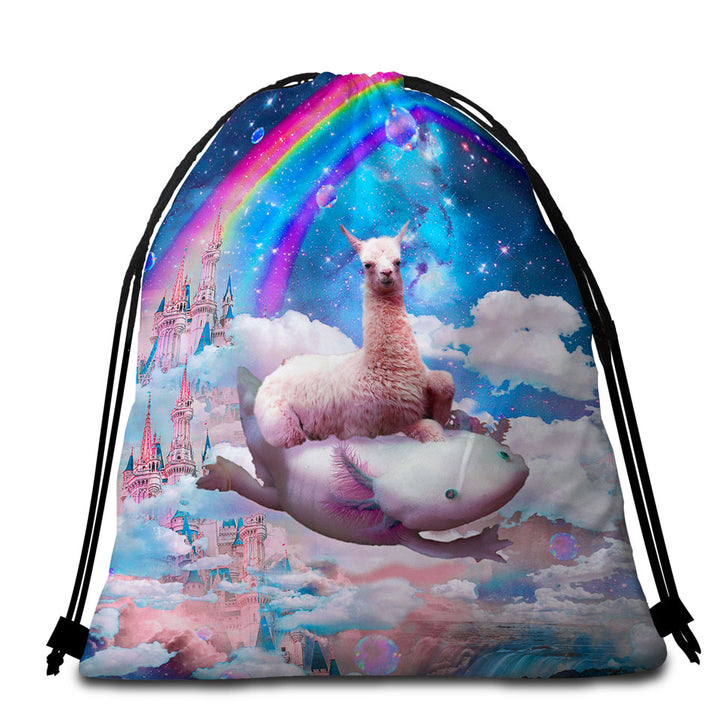 Indian Peacock Unicorn Beach Bags for Towels