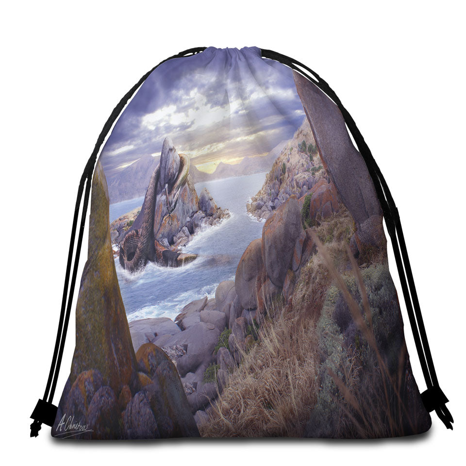 Unusual Beach Bags and Towels Cool Dragon Art Earth and Fire