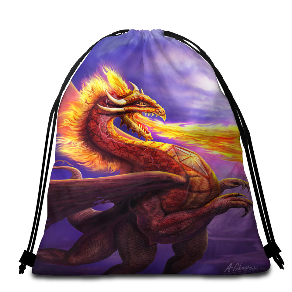 Cool Beach Towel Pack Art Dragon Flame