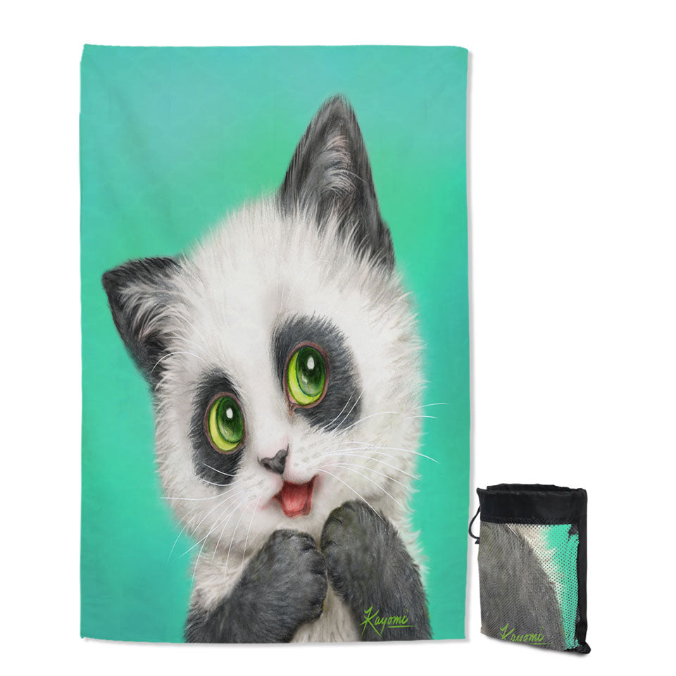 Cool Beach Towels Cats Art Paintings the Panda Kitten