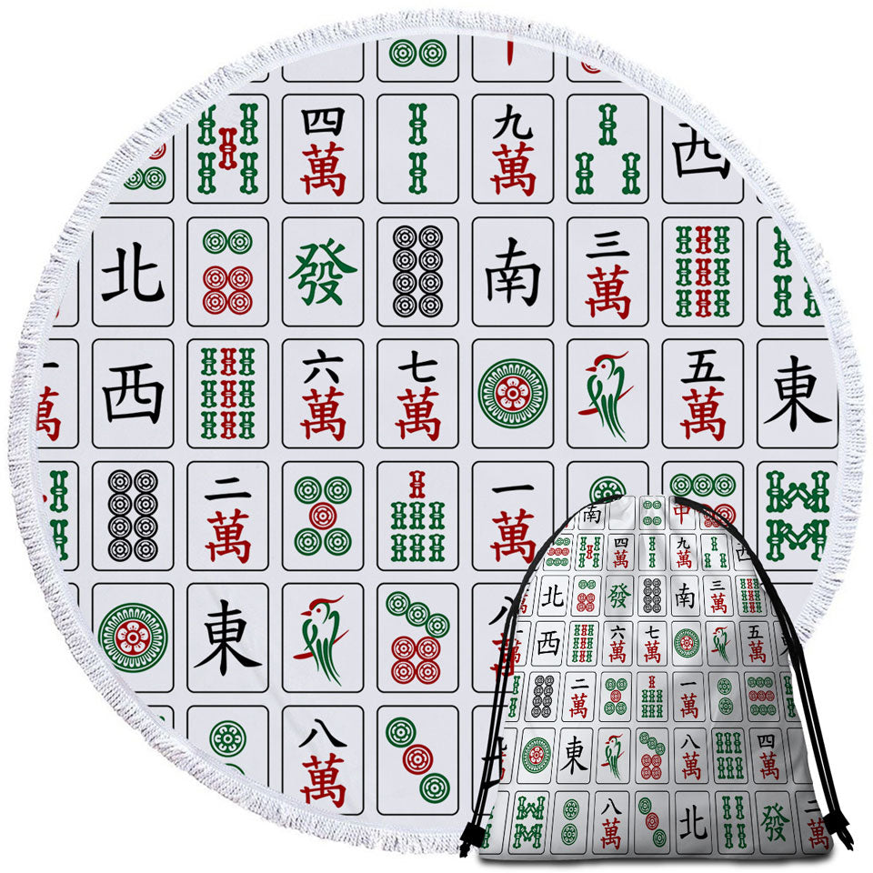 Cool Beach Towels Chinese Mahjong Tiles