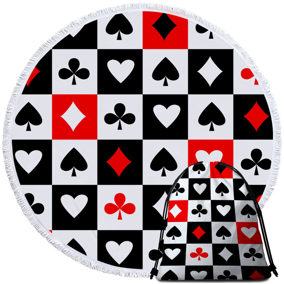 Cool Beach Towels Clubs Diamonds Hearts Spades Cards Symbols