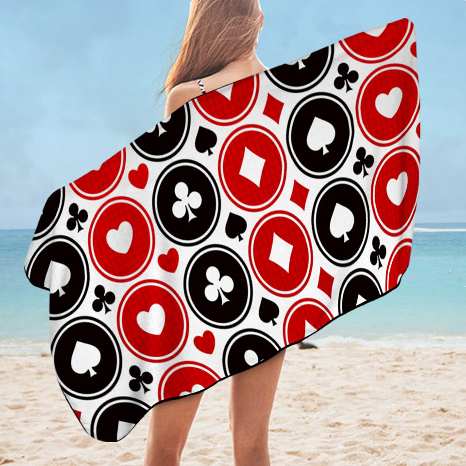 Cool Beach Towels Clubs Diamonds Hearts Spades Chips
