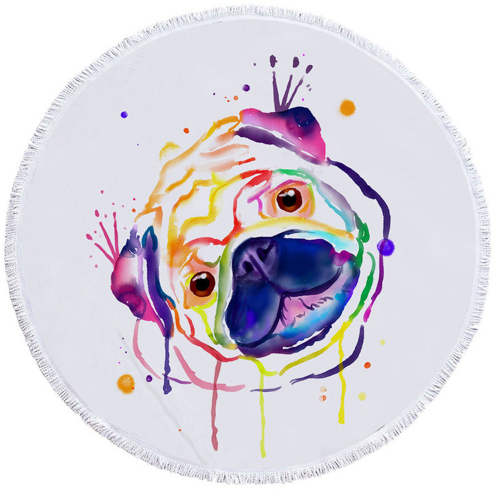 Cool Beach Towels Colorful Painted Pug