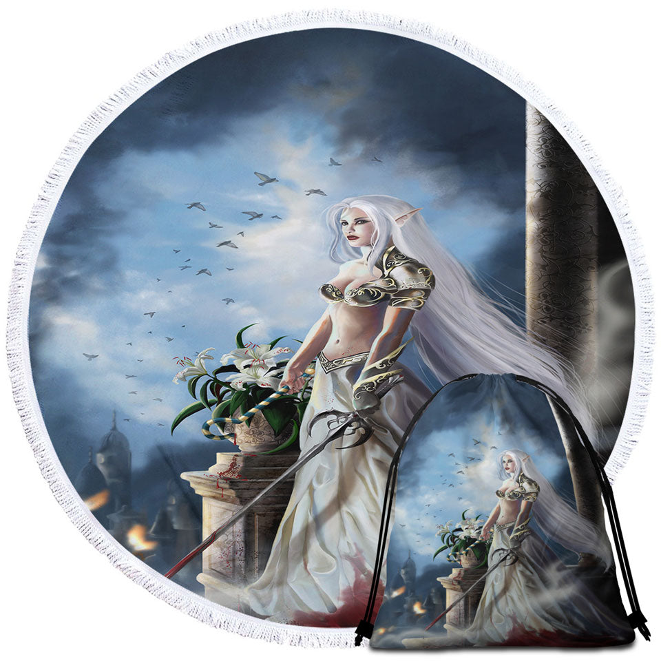 Cool Beach Towels Fantasy Art the Prophecy Beautiful Elf Girl