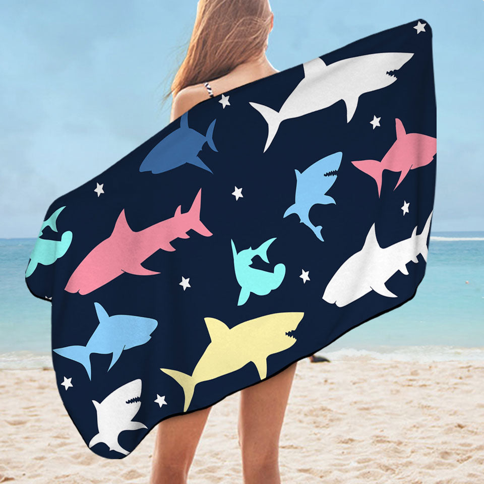 Cool Beach Towels Multi Colored Sharks