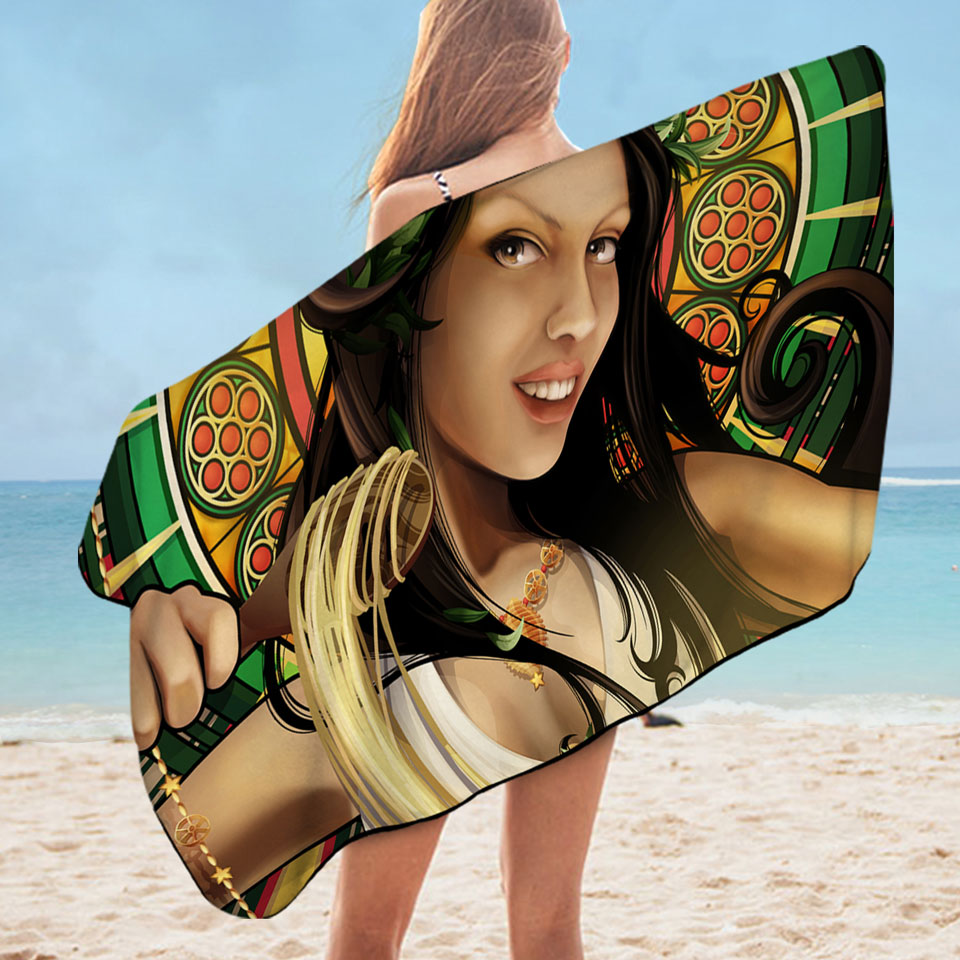 Cool Beach Towels Near Me Woman Art Goddess of Pasta