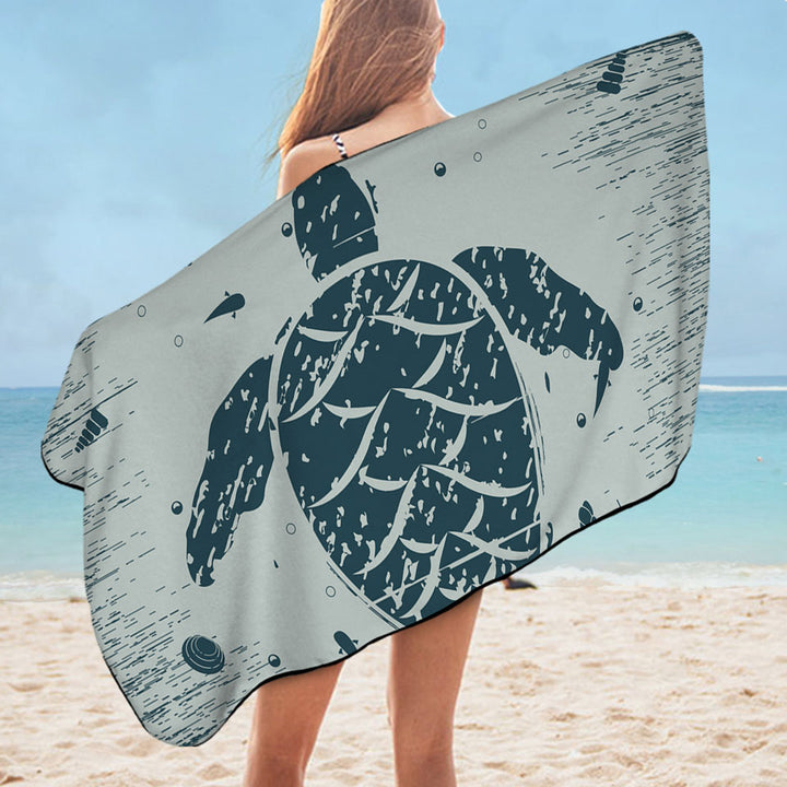 Cool Beach Towels Rustic Blue Lobster and Turtle
