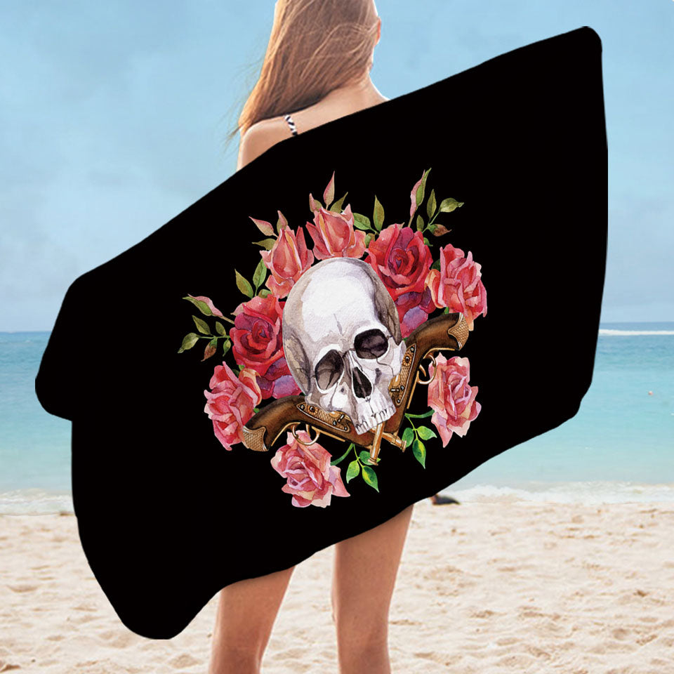 Cool Beach Towels Skull Roses and Vintage Pistols