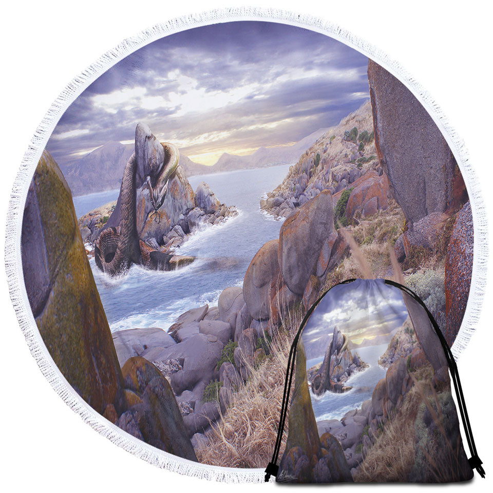 Cool Beach Towels Snake Dragon Monster on the Beach