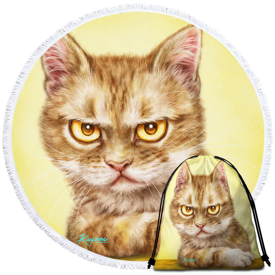 Cool Beach Towels and Bags Set Cats Art Serious Kitten