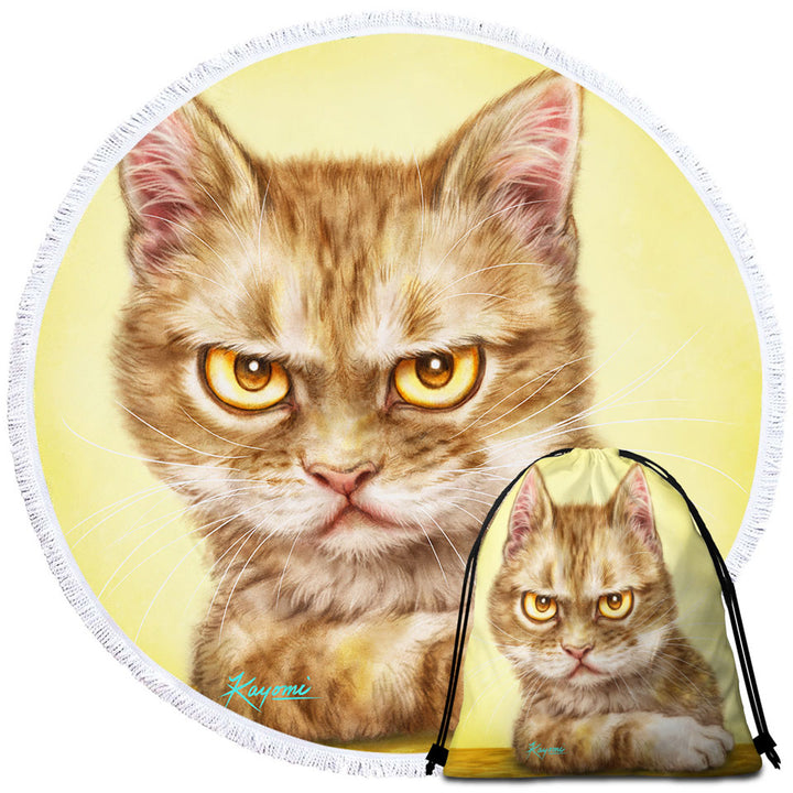 Cool Beach Towels and Bags Set Cats Art Serious Kitten