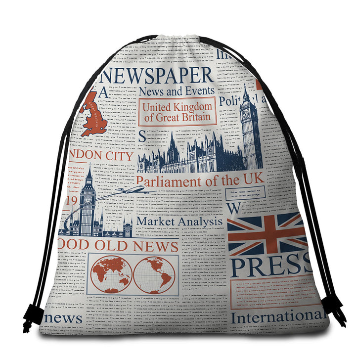 Cool Beach Towels and Bags Set UK Newspaper