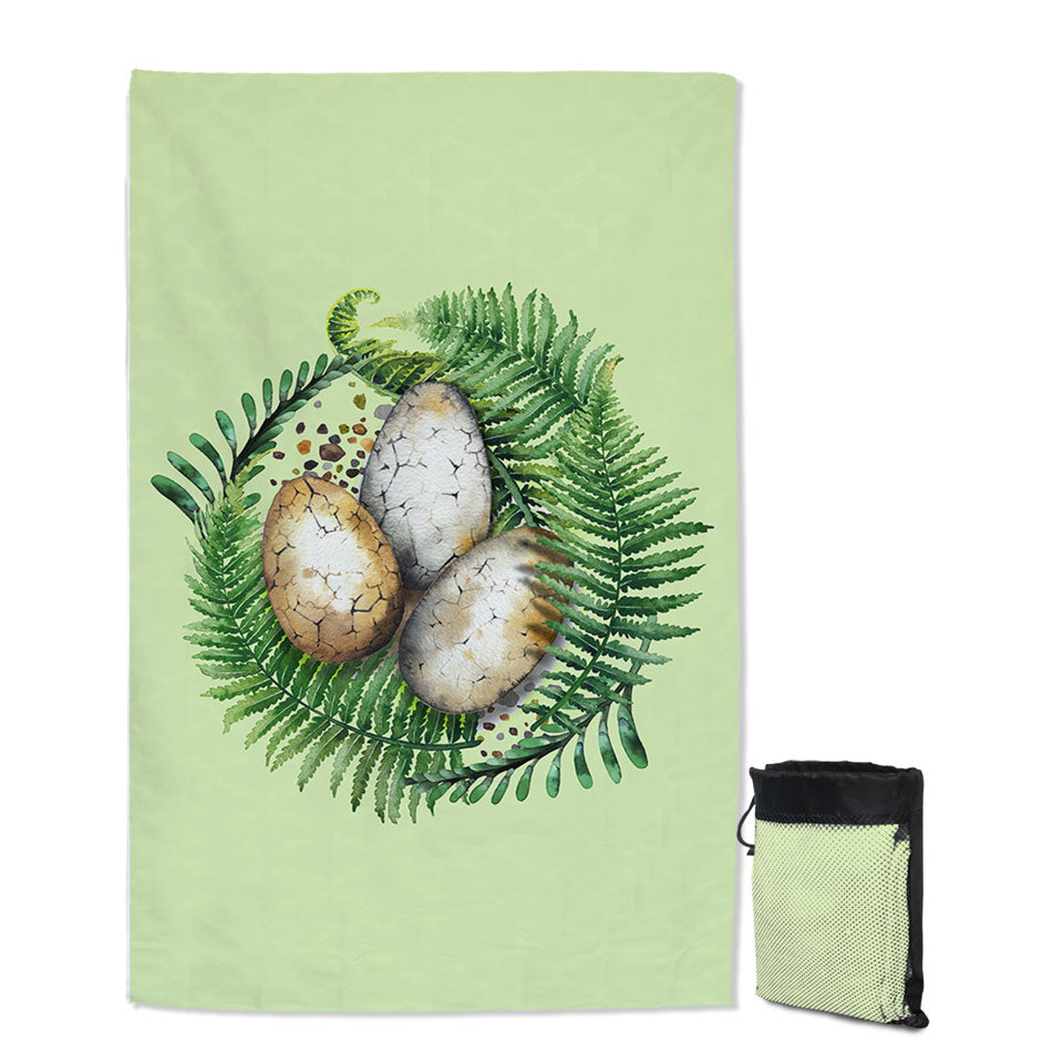 Cool Beach Towels for Travel Fern and Dinosaur Eggs