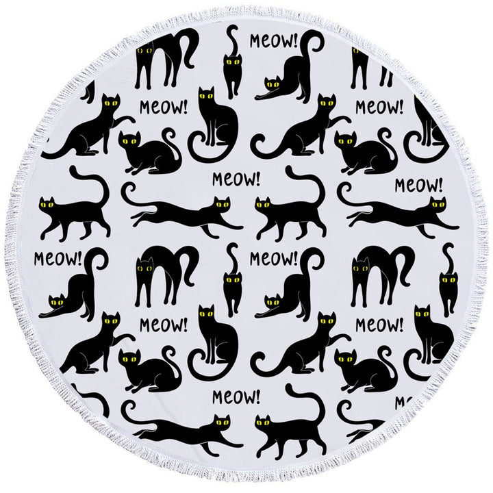 Cool Beach Towels of Yellow Eyes Black Cats