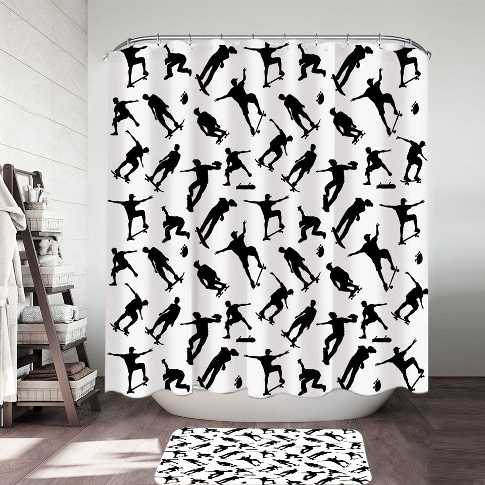 Cool Black and White Shower Curtains Skateboarding