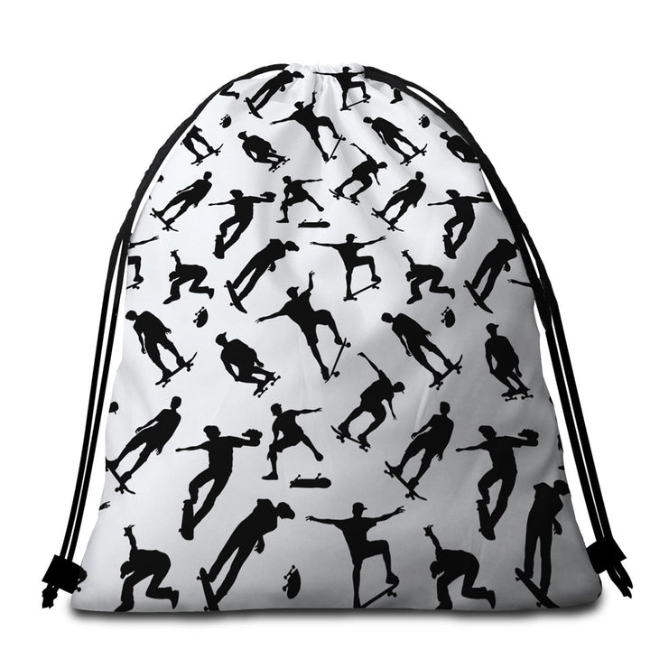 Cool Black and White Skateboarding Beach Bags and Towels