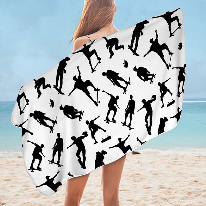 Cool Black and White Swims Towels Skateboarding