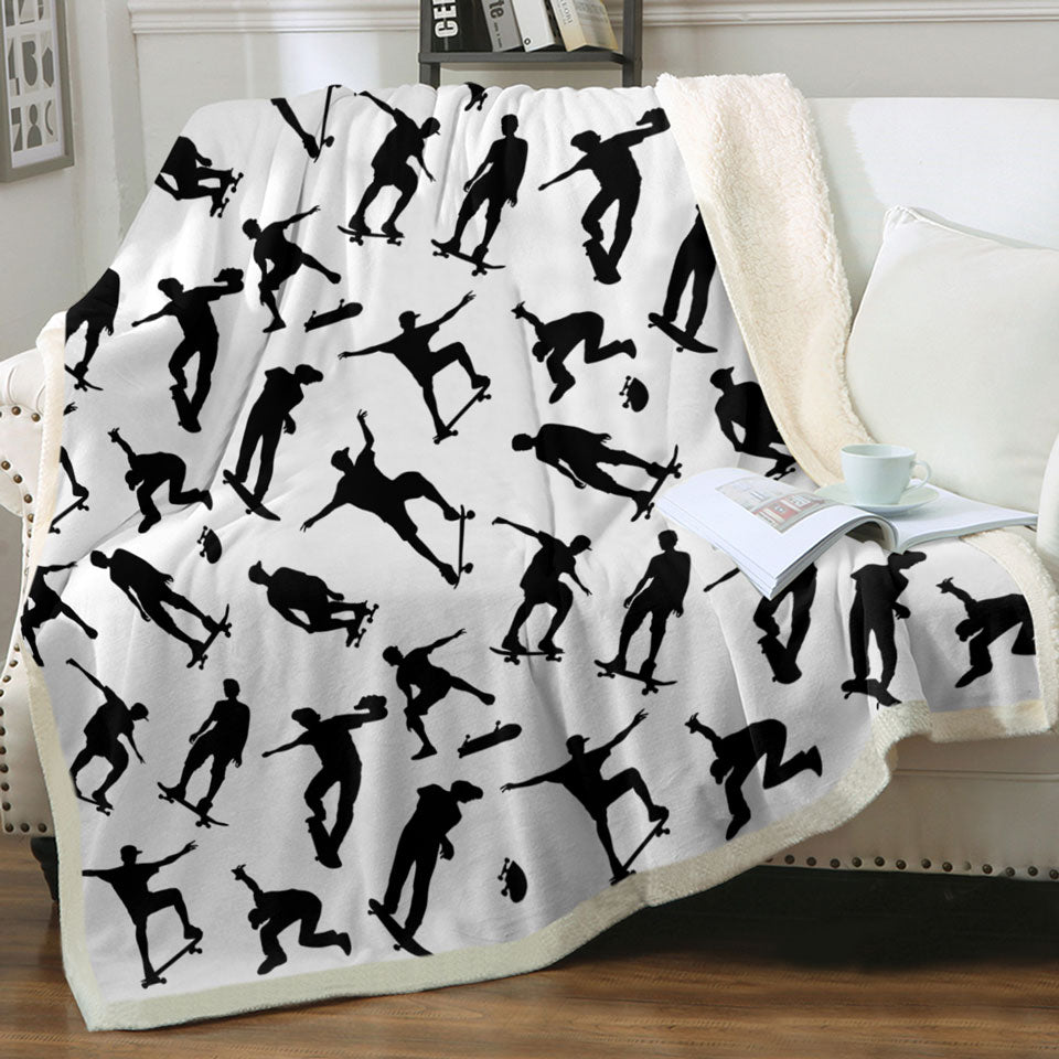 Cool Black and White Throws Skateboarding