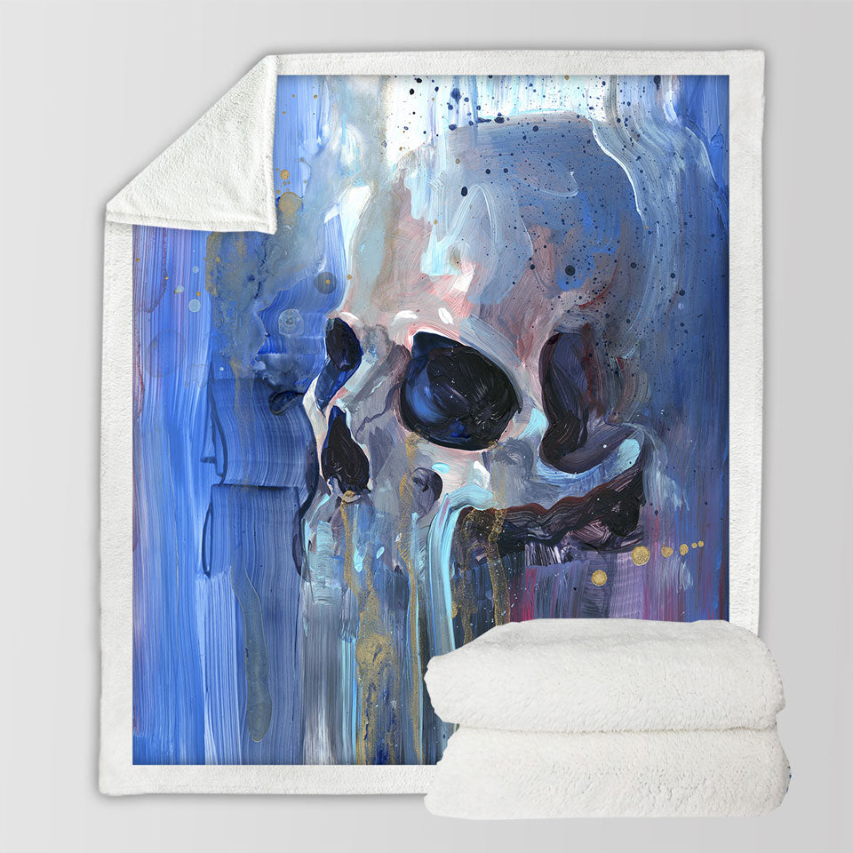 Cool Blanket Art Painting of Human Skull Sherpa Blanket