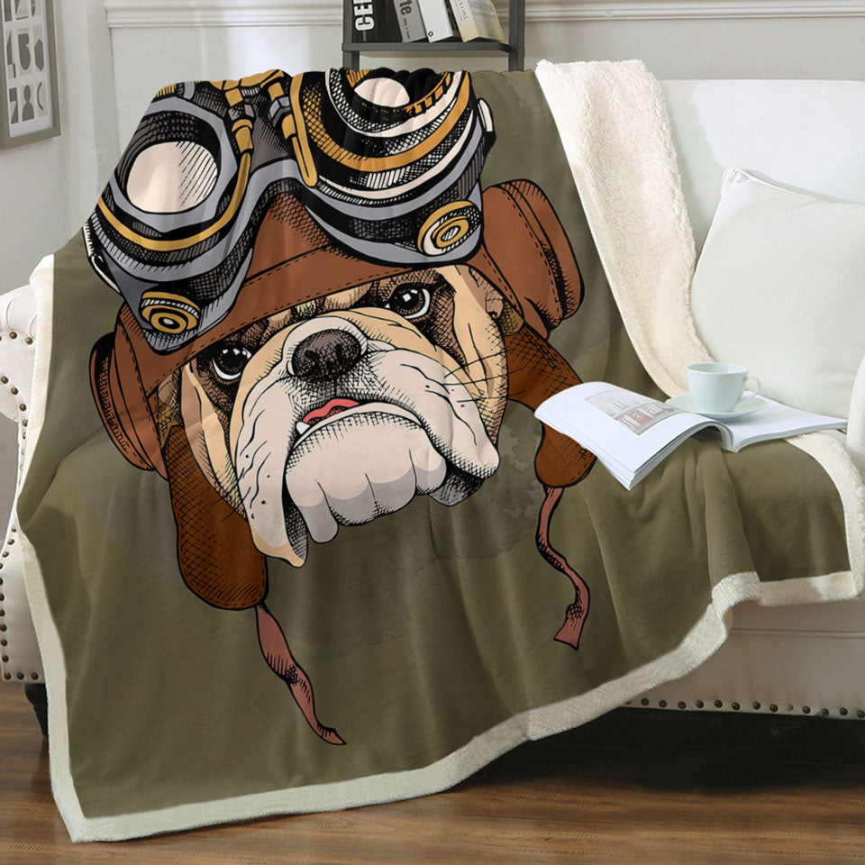 Cool Blankets Pilot Bulldog Throw Blanket