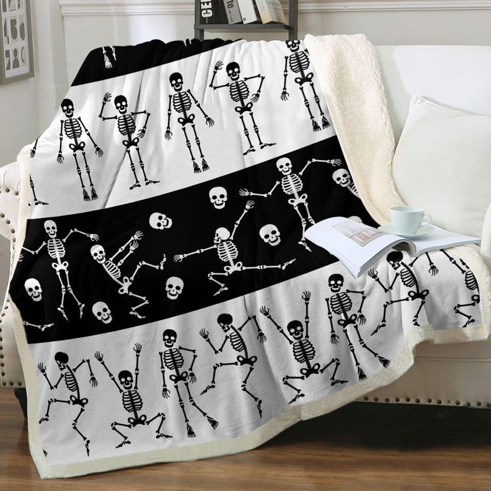 Cool Blankets Skeletons in Black White Stripes