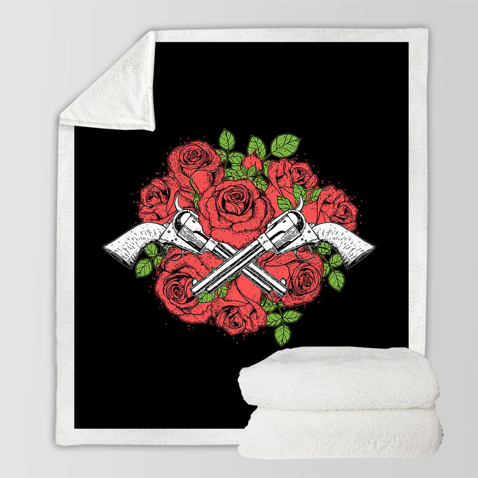 Cool Blankets for Guys Drawing of Guns and Roses