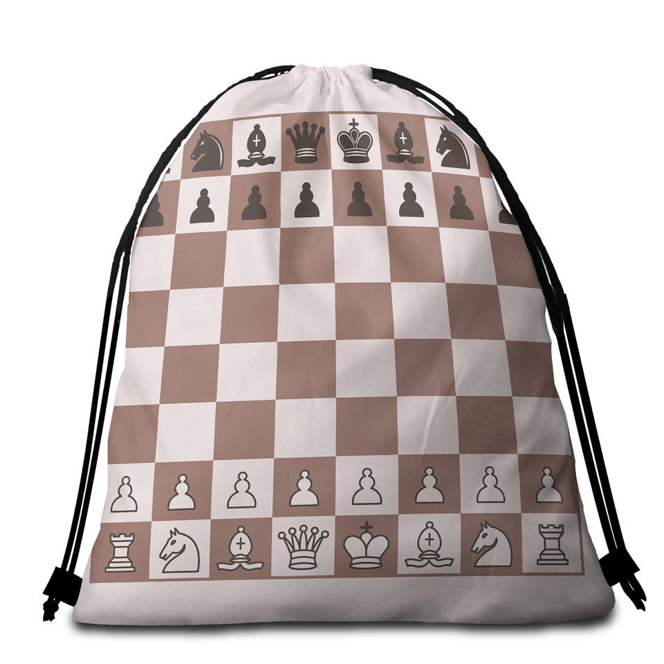 Cool Brown Chess Beach Bags and Towels