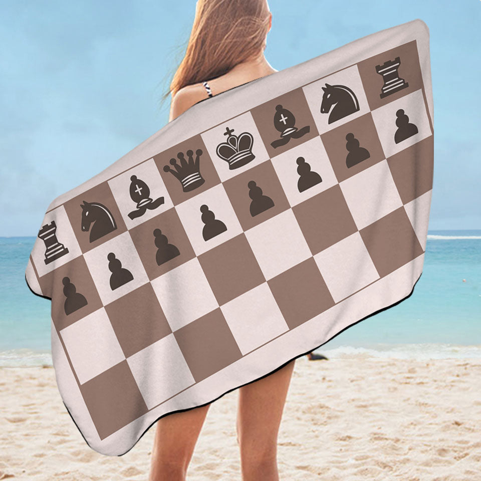Cool Brown Chess Microfiber Beach Towel