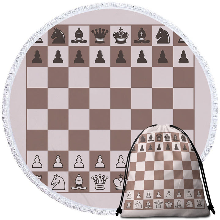 Cool Brown Chess Round Beach Towel