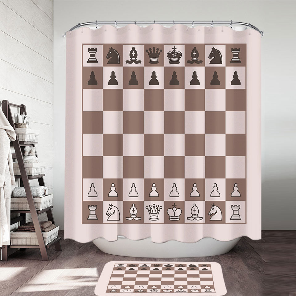 Cool Brown Chess Shower Curtain
