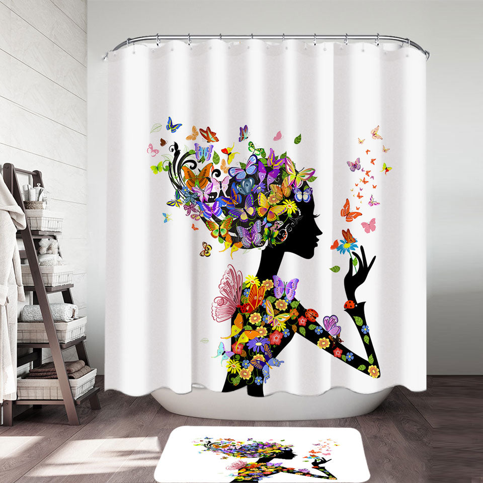 Cool Butterflies Girl Shower Curtain