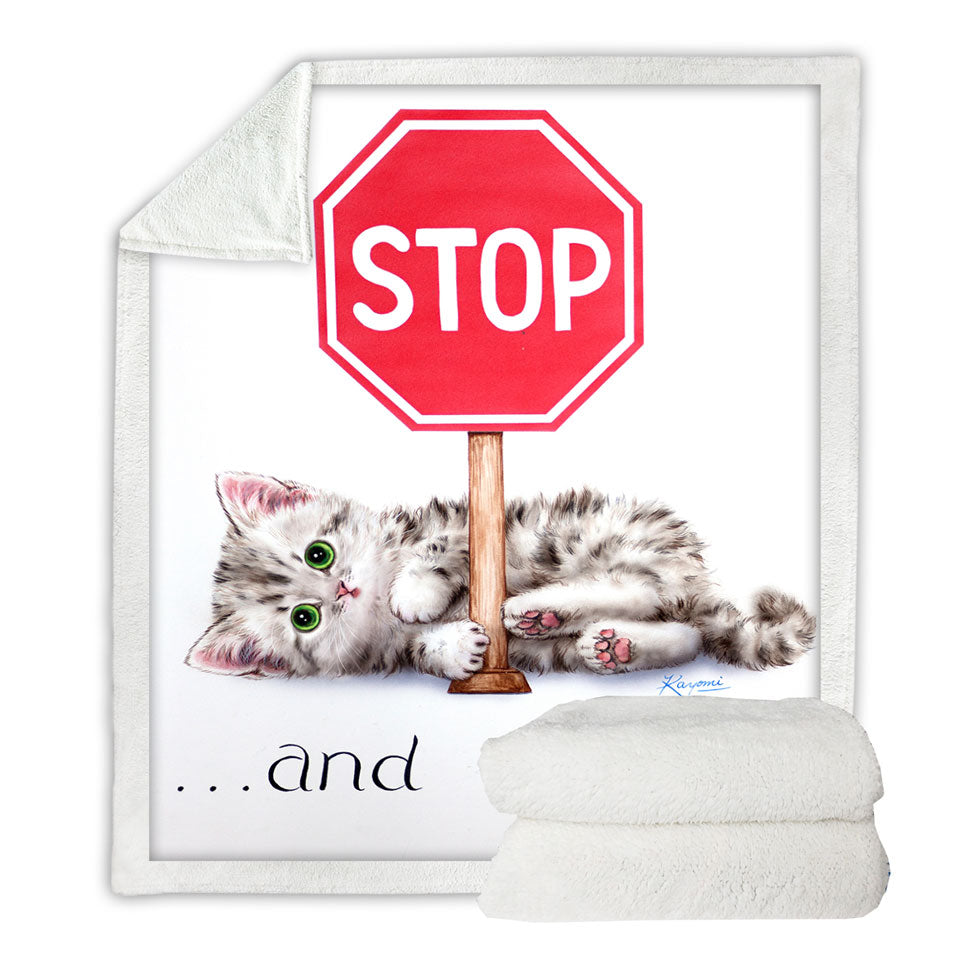 Cool Cats Encouraging Quote Sofa Blankets Cute Kitten