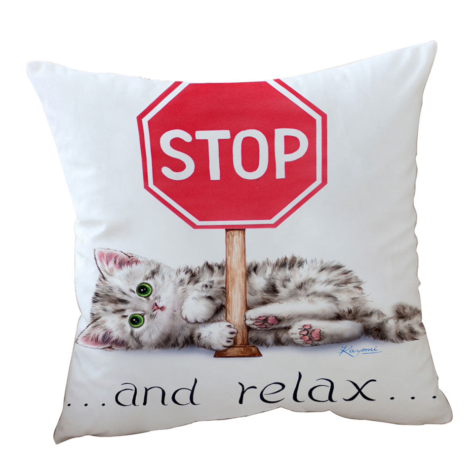 Cool Cats Encouraging Quote Throw Pillows Cute Kitten