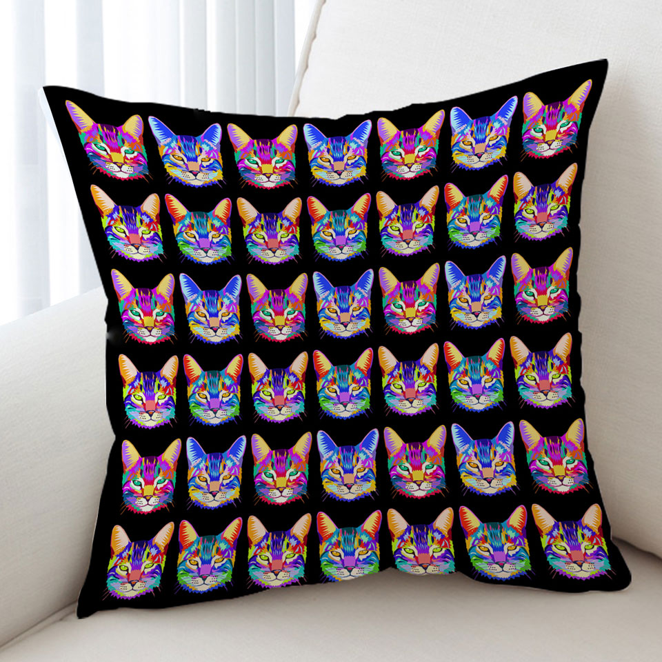 Cool Colorful Cat Cushion Covers Face Pattern