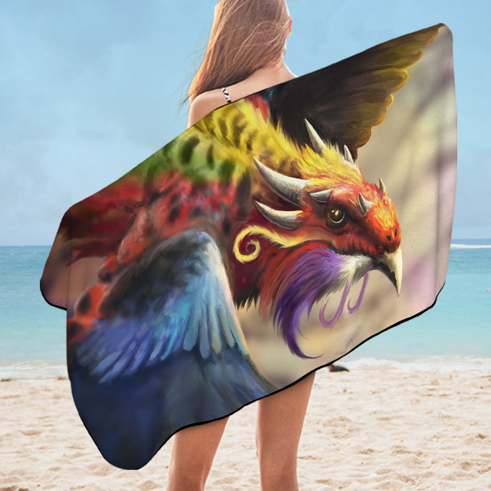 Cool Colorful Fantasy Eagle Dragon Pool Towels