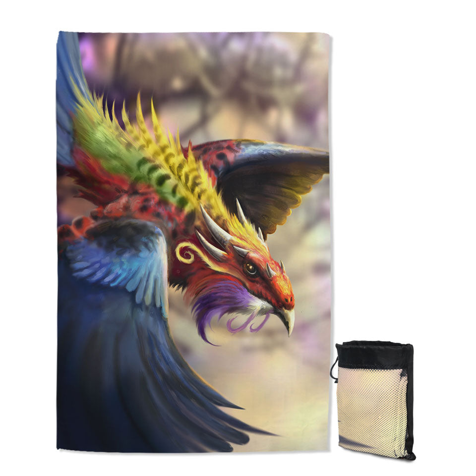 Cool Colorful Fantasy Eagle Dragon Travel Beach Towel