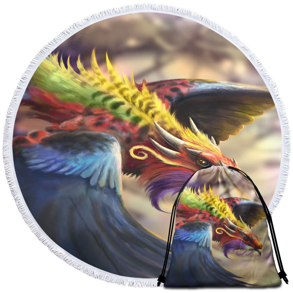 Cool Colorful Fantasy Eagle Dragon Unique Beach Towels