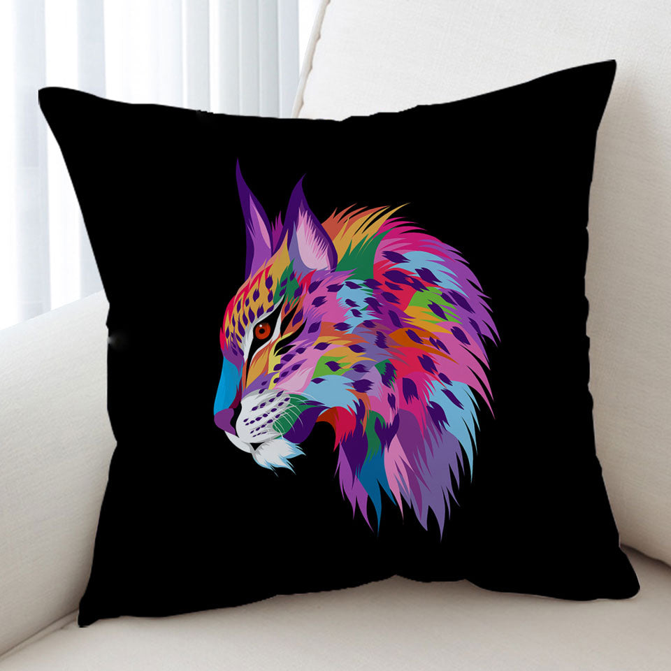 Cool Colorful Wild Bobcat Cushion
