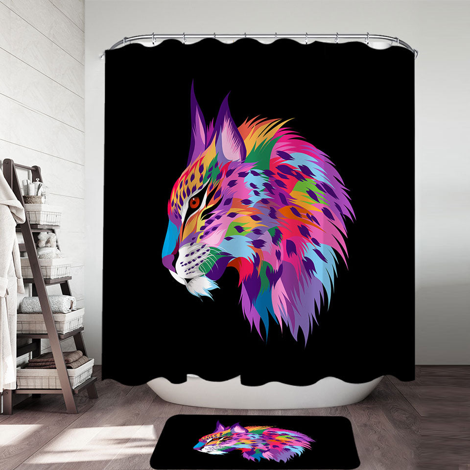 Cool Colorful Wild Bobcat Shower Curtain