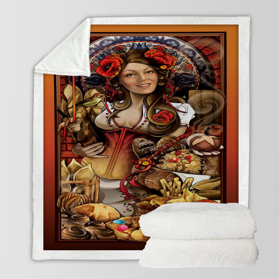 products/Cool-Couch-Blankets-Art-Pretty-Woman-the-Goddess-of-Bread