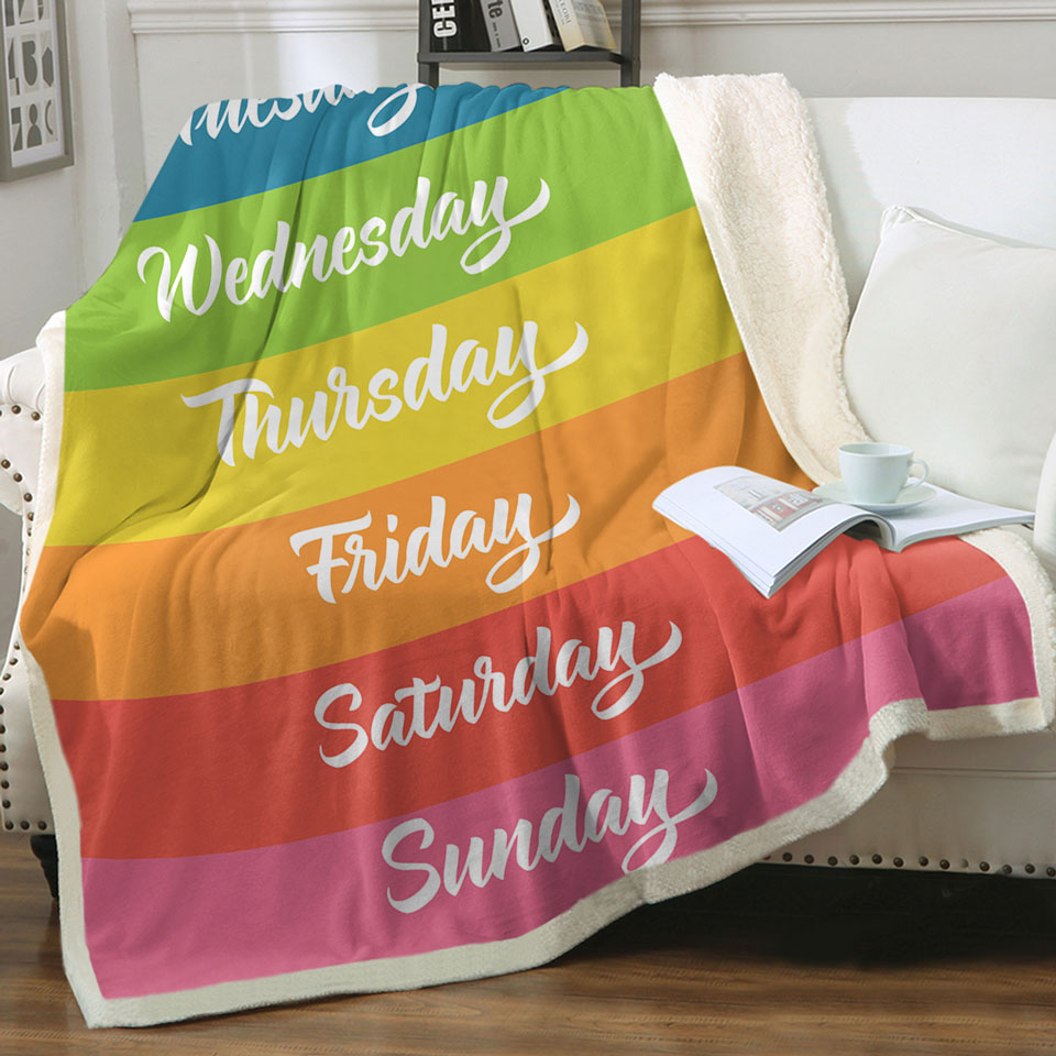 Cool Couch Throws Days of the Week Rainbow Flag