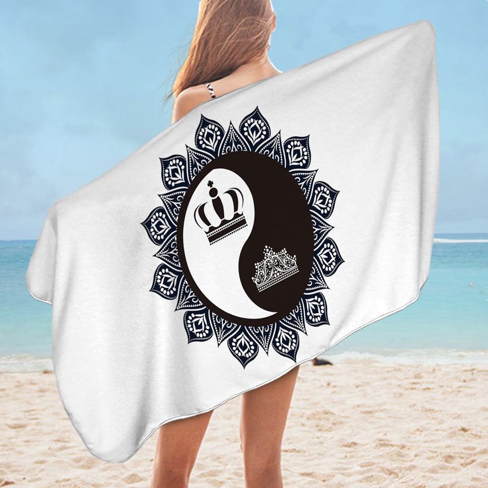 Cool Couples Beach Towel Queen and King Yin and Yang