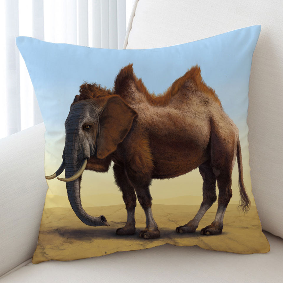 Cool Crazy Animal Cushion Covers Art Camel vs Elephant Camelephant