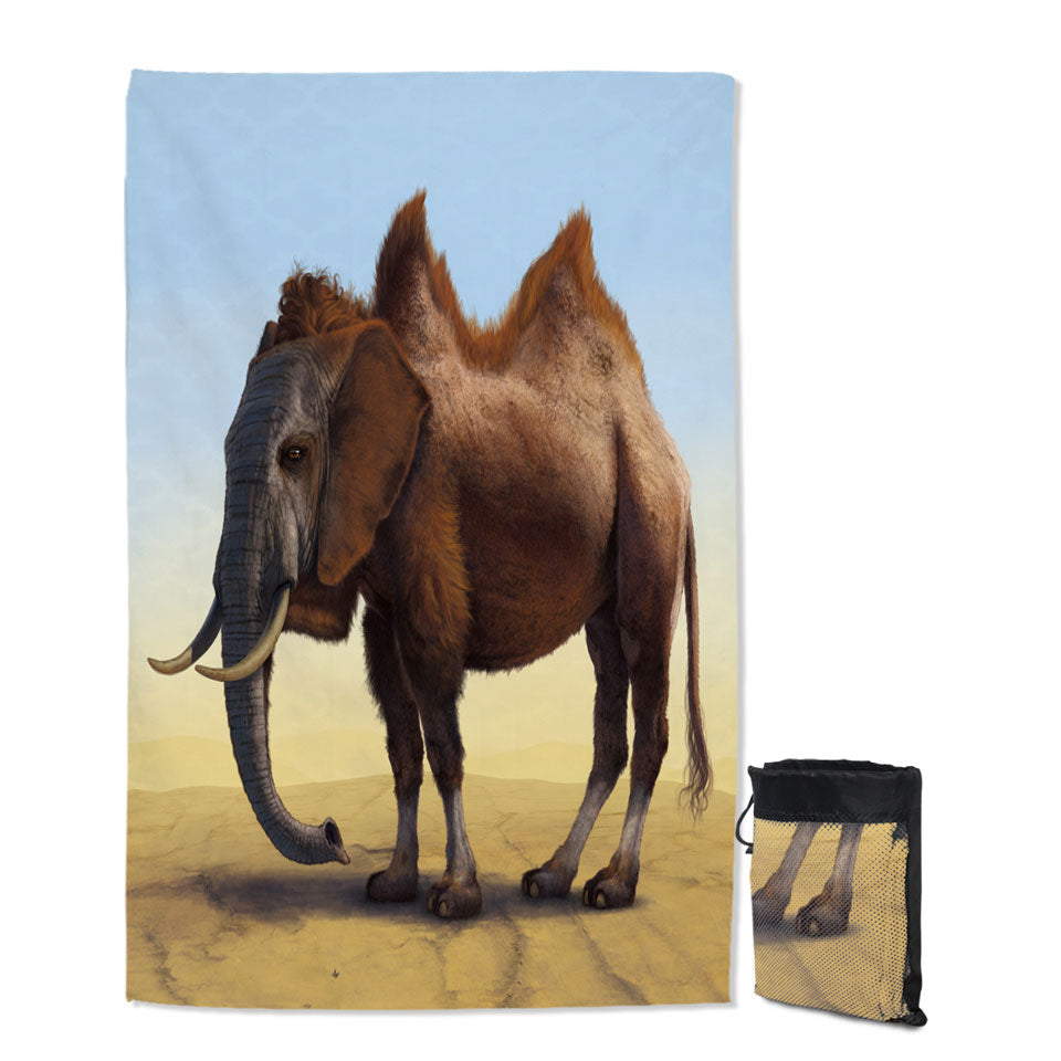 Cool Crazy Animal Travel Beach Towel Art Camel vs Elephant Camelephant