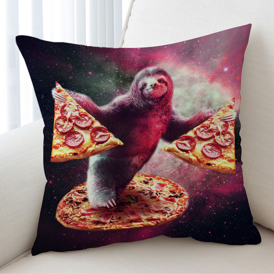 Cool Crazy Art Funny Space Sloth with Pizza Cushion