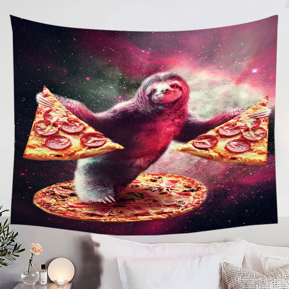 Cool-Crazy-Art-Funny-Space-Sloth-with-Pizza-Tapestry