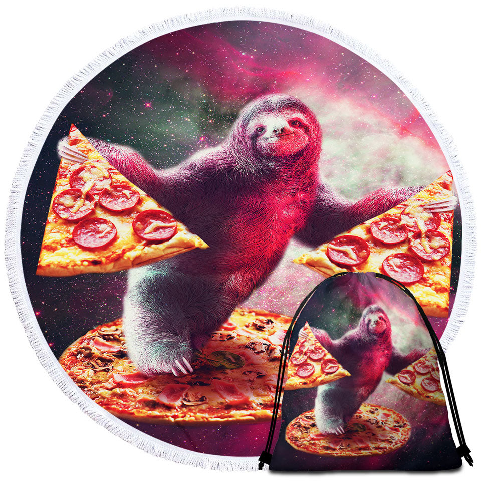 Cool Crazy Art Funny Space Sloth with Pizza