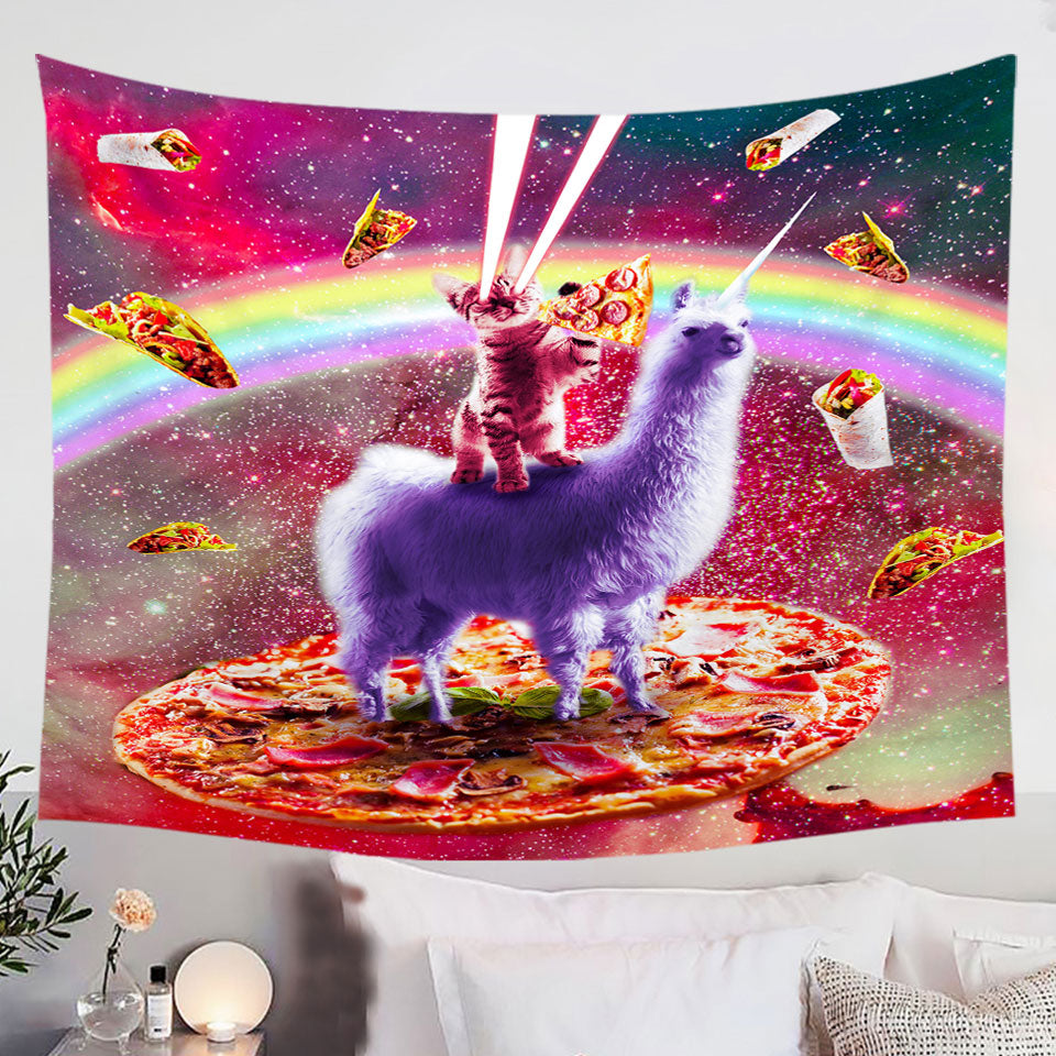 Cool-Crazy-Art-Outer-Space-Cat-Riding-on-Llama-Unicorn-Tapestry